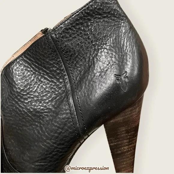 $379 Frye Harlow Campus Black Genuine Leather Zip Up Casual/Formal Ankle Bootie - Picture 6 of 10